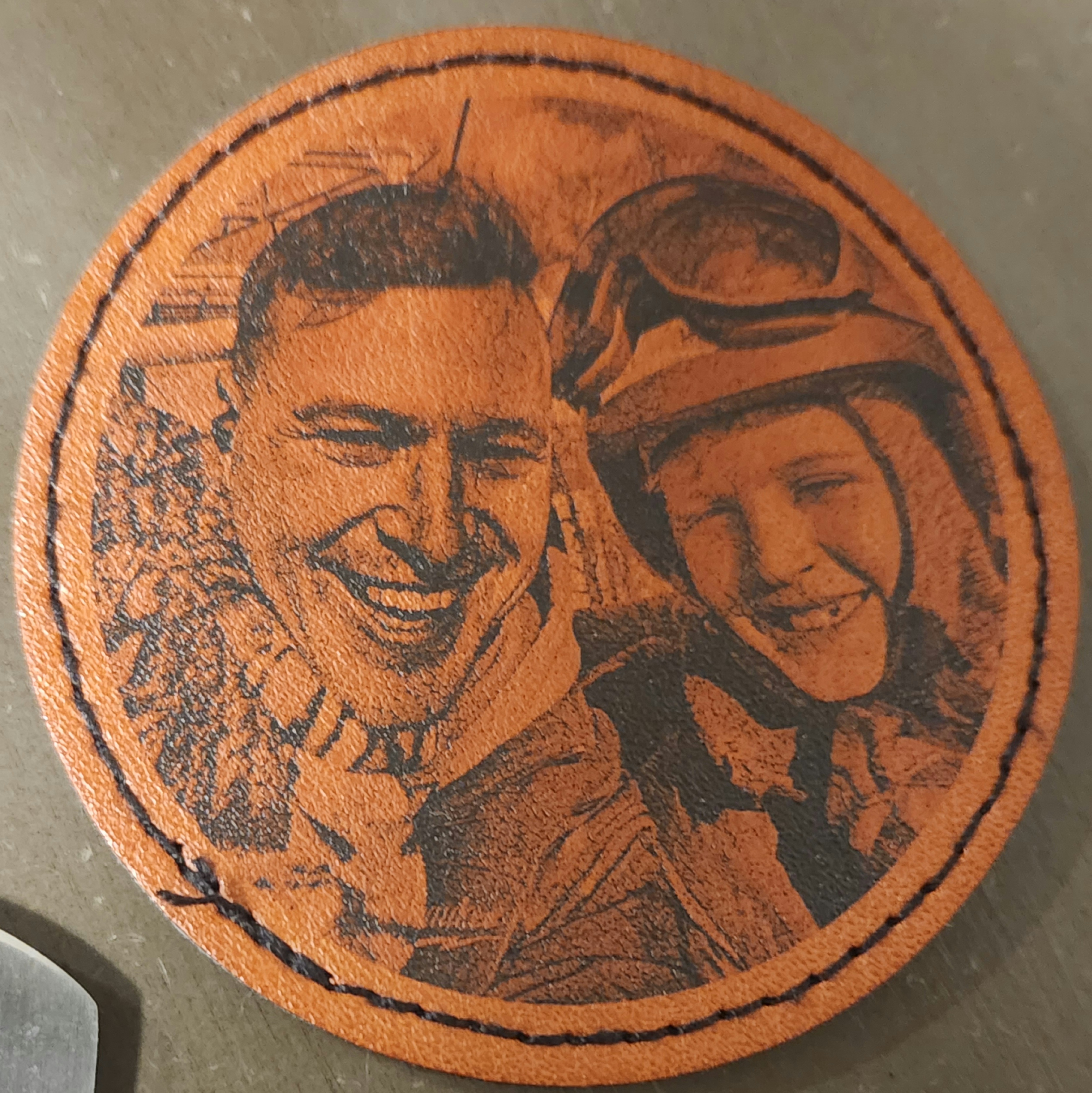 Round Leather Patch Light Brown