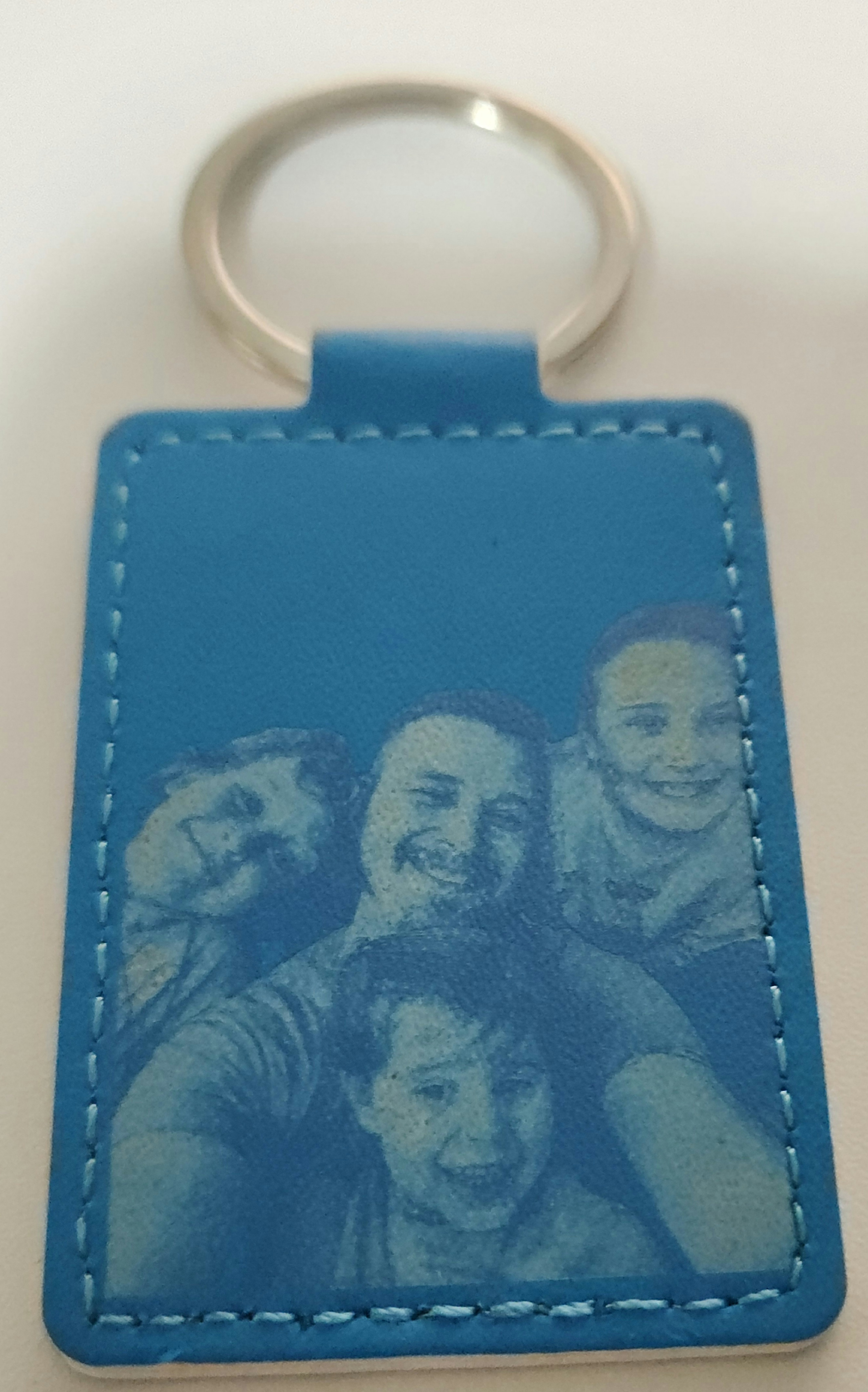 Blue Leather Keychain
